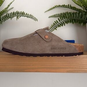 Birkenstock Taupe Suede Clogs